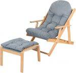 Foldable Wooden Recliner Chair with Ottoman Footrest - Discount , 148.95