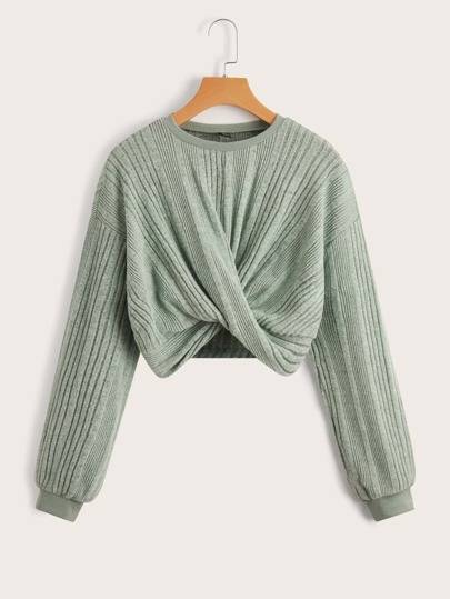 SHEIN Unity Solid Drop Shoulder Twist Tee - Discount ,