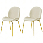 Set of 2 Velvet Dining Chair with Gold Metal Legs - Sale